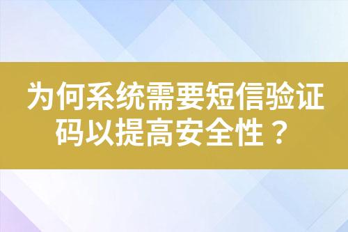 為何系統(tǒng)需要短信驗(yàn)證碼以提高安全性？