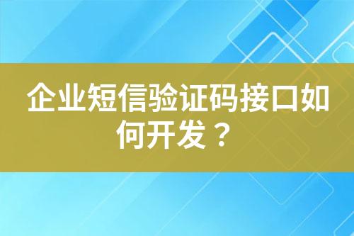 企業(yè)短信驗證碼接口如何開發(fā)？