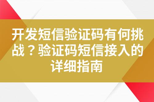 開發(fā)短信驗證碼有何挑戰(zhàn)？驗證碼短信接入的詳細指南