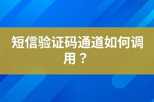 短信驗(yàn)證碼通道如何調(diào)用？
