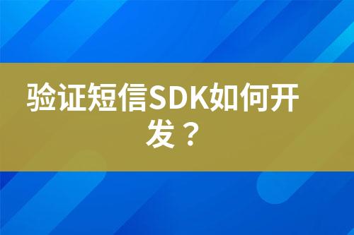驗證短信SDK如何開發(fā)？