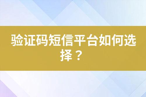 驗(yàn)證碼短信平臺(tái)如何選擇?